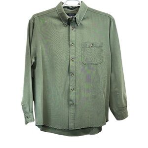 Vintage John Ashford Adventure Mens Olive Green L/S Button Down Shirt Medium‎